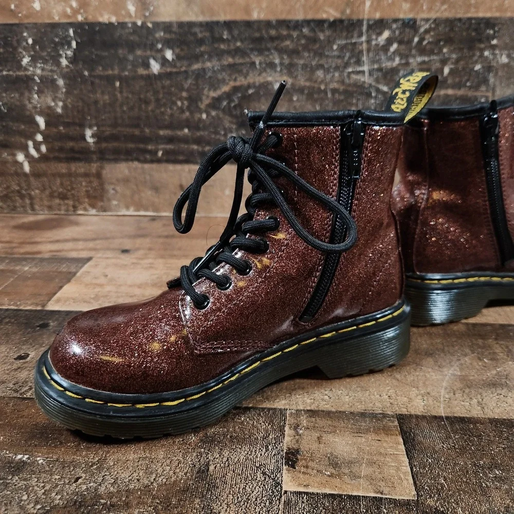 Junior Dr Martens 1460 Glitter J Girls US 12 Lace Up Zip Boots